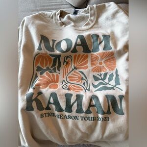 Noah Kahan Official Merchandise Graphic Sweatshirt - Cream and Green 2023 tour